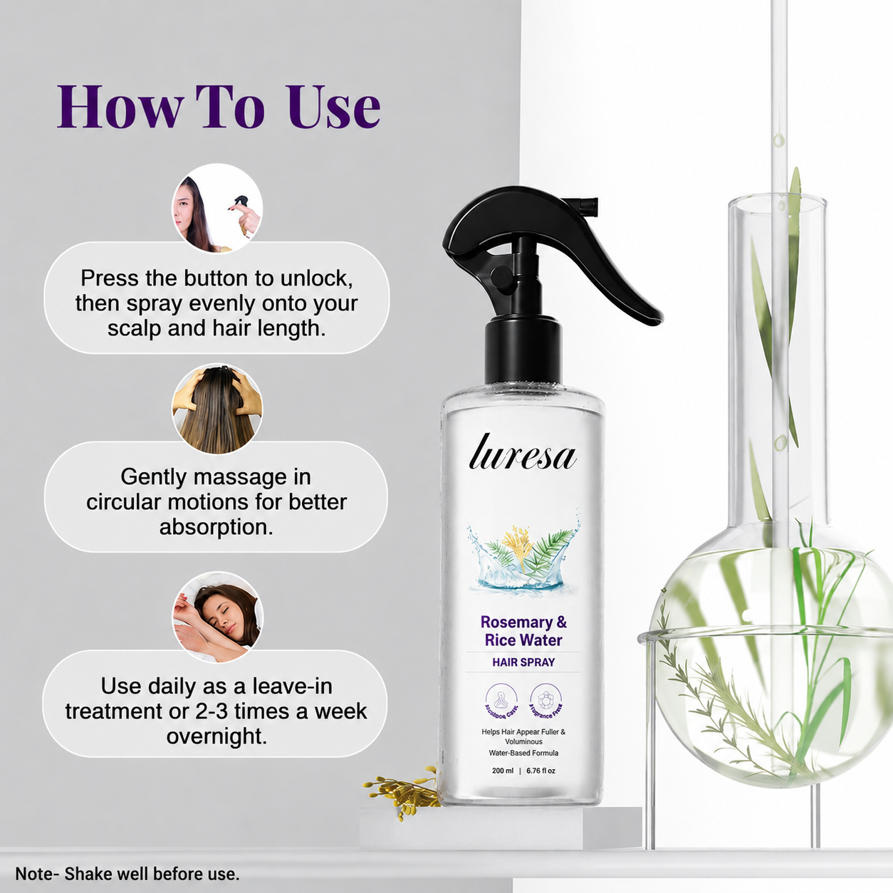 Rosemary Water with Rice Water |100% Natural Extract