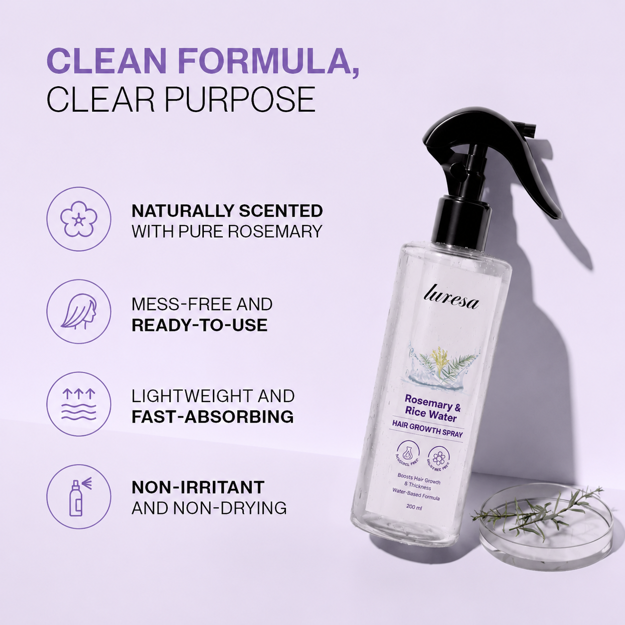 Rosemary Water with Rice Water |100% Natural Extract
