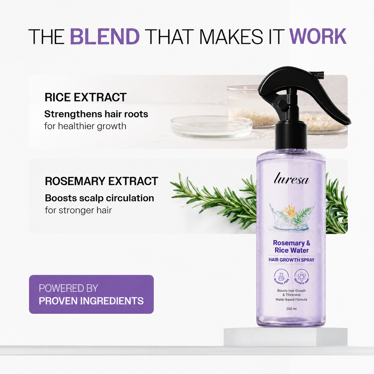 Rosemary Water with Rice Water |100% Natural Extract